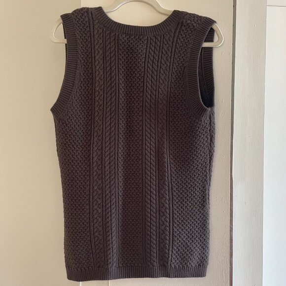 Talbots Cableknit Sweater Vest Chocolate Brown size L NWT - Picture 4 of 5